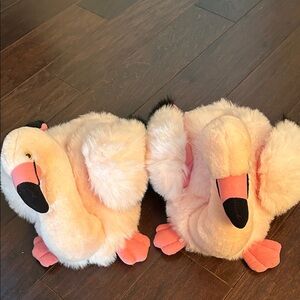 Fluffy Flamingo Kids Slippers - Pink